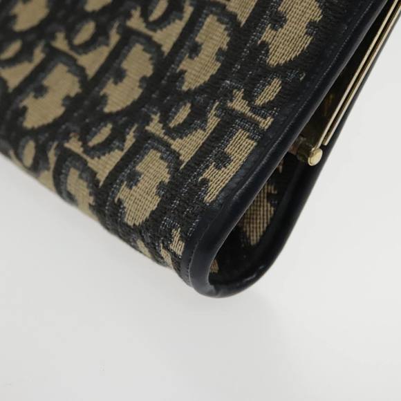 Christian Dior Trotter Canvas Pouch Navy Gold Auth 94733 - Picture 9 of 16